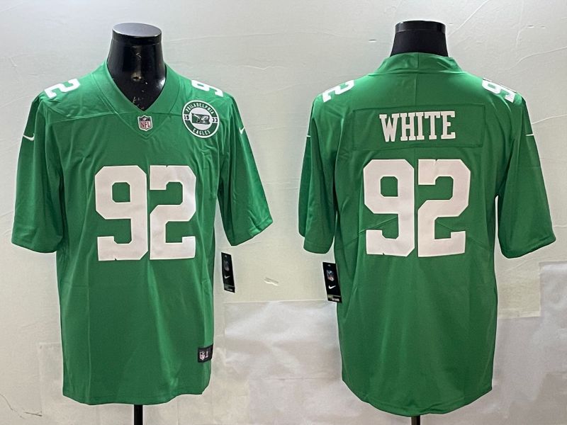 Men Philadelphia Eagles #92 White Green 2025 Nike Limited NFL Jersey style 3